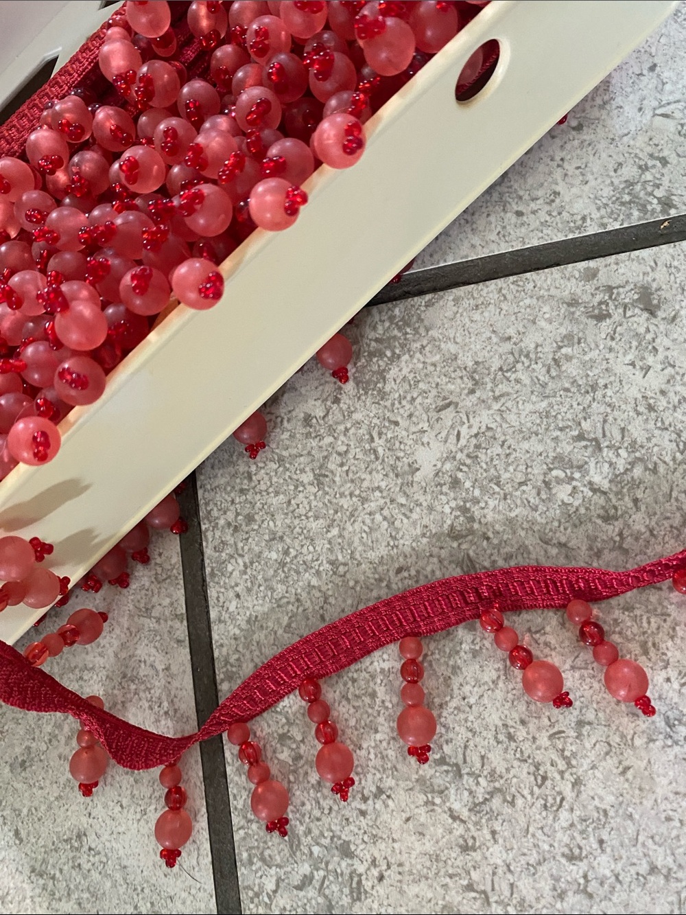 Wright’s Red Beaded Fringe Trim Ribbon - Decorative Sewing Trim 10.5yds